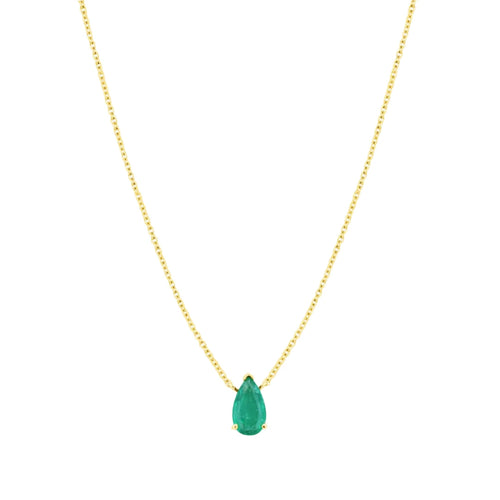 Solitaire Pear Shaped Emerald Necklace