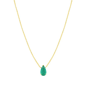 Solitaire Pear Shaped Emerald Necklace