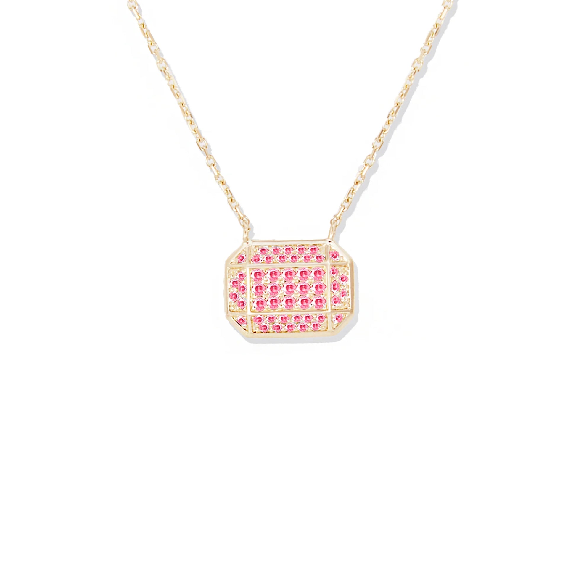 `Spark Emerald Cut Gemstone Charm Necklace