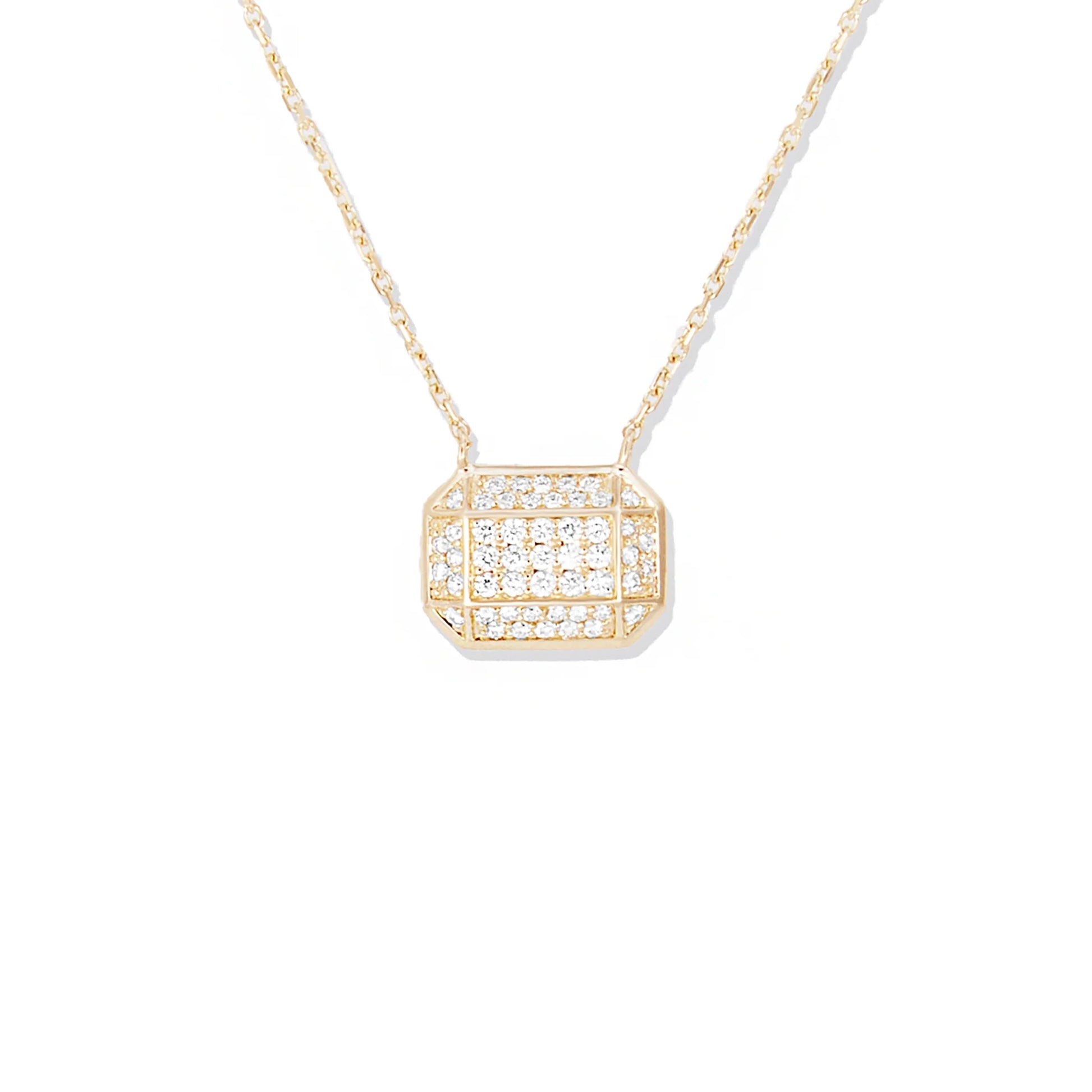 Spark Emerald Cut Gemstone Charm Necklace