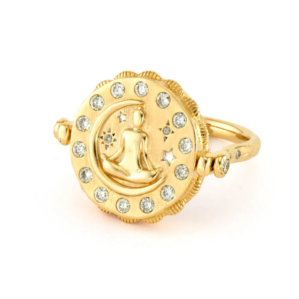 Spiritual Woman Lotus Flower Flip Ring