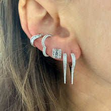 Square Baguette and Diamond Illusion Stud Earrings