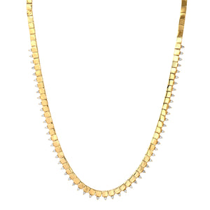 Square Gold Collar Necklace with Diamond Spikes