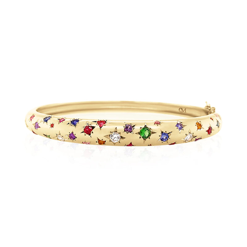 Enzo Gold-Tone Bangle with Purple Crystal Starburst Accents OJB-171: A Set (15) of Gold Tone Bangle Bracelets Some With  main image 3