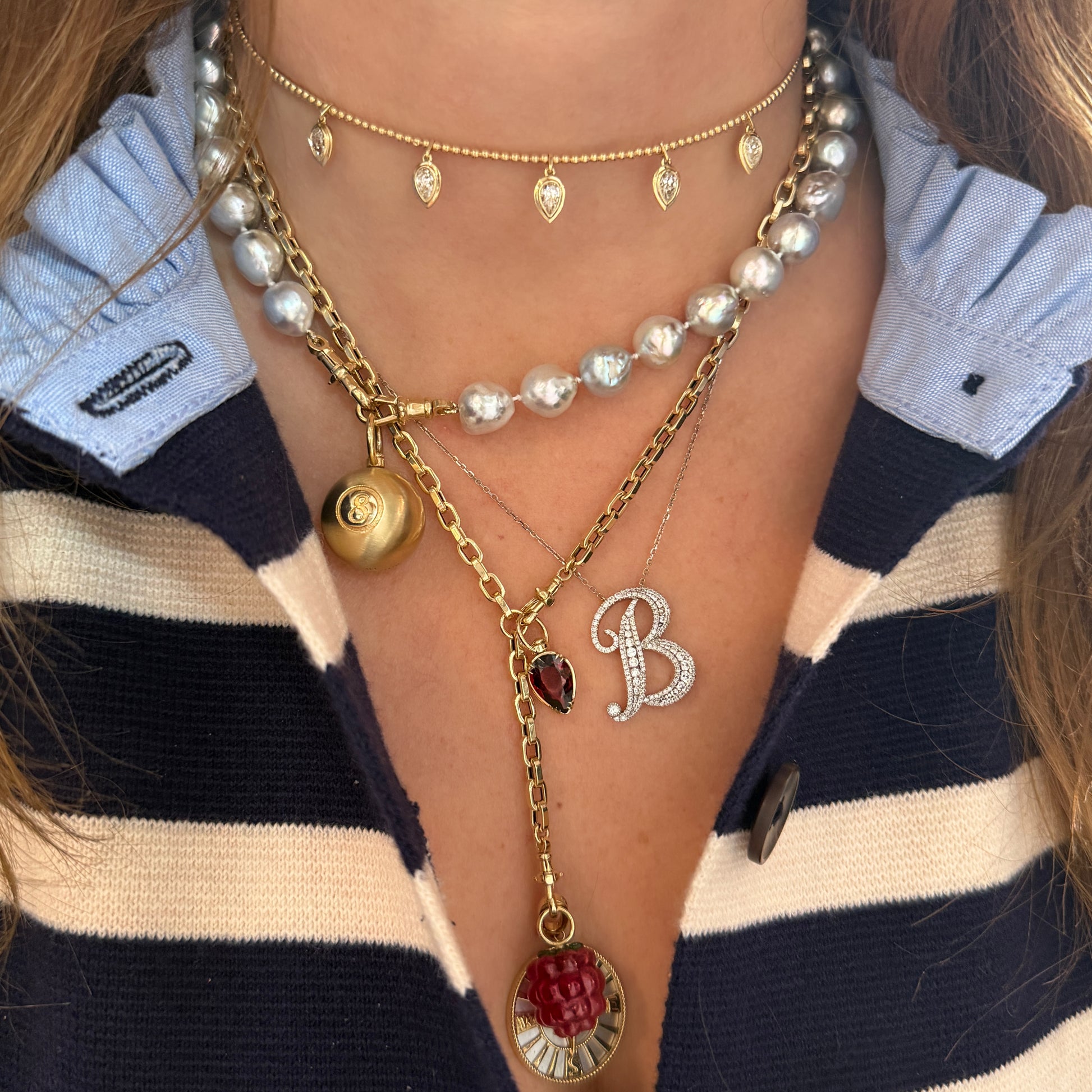 Statement Diamond Script Initial Necklace