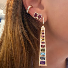 Statement Rainbow Sapphire & Diamond Bar Earrings