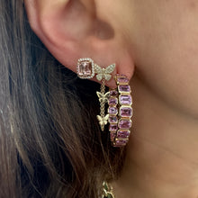 Stunningly Stacked Bezel Set Pink Sapphire Hoops