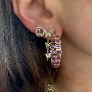 Stunningly Stacked Bezel Set Pink Sapphire Hoops