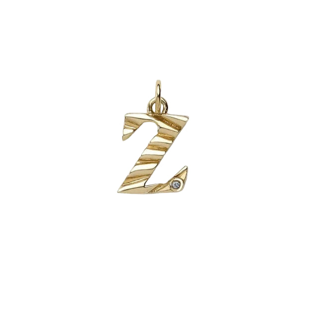 Mini Fluted Sunbeam Gemstone Letter Charm