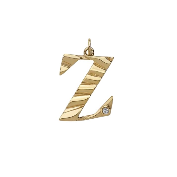 Large Fluted Sunbeam Diamond Letter Charm