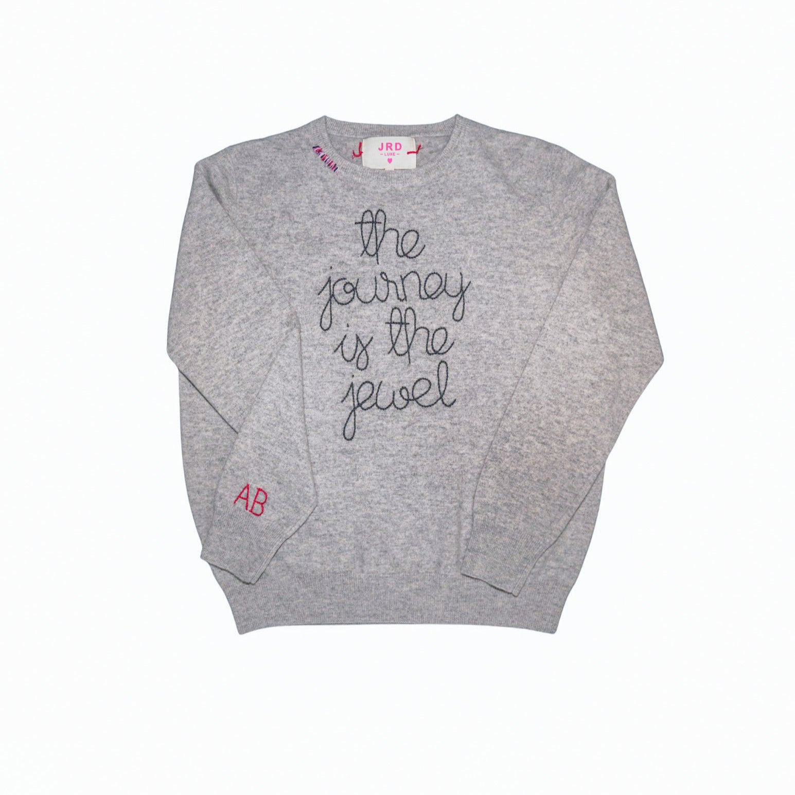 MBAB X JRD Luxe Customizable Hand Embroidered The Journey is the Jewel Cashmere Sweater