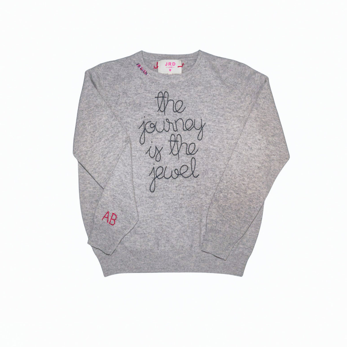 MBAB X JRD Luxe Customizable Hand Embroidered The Journey is the Jewel Cashmere Sweater