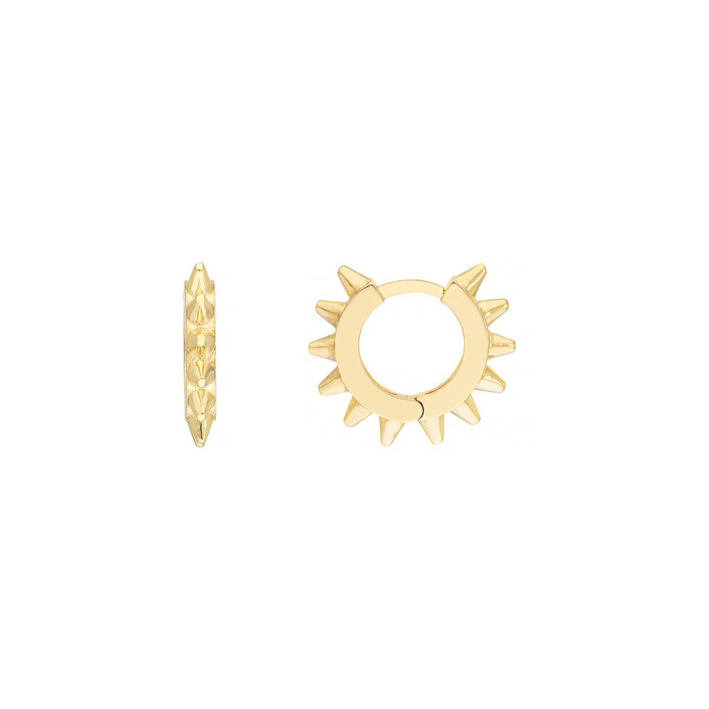 Gold Spike Huggie Hoop Earrings