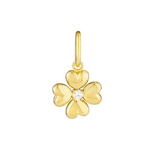 Puffy Gold & Diamond Clover Charm