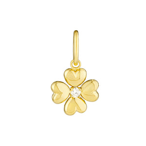 Puffy Gold & Diamond Clover Charm