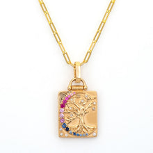 Sapphire Dreaming Tree Double Sided Tablet Pendant