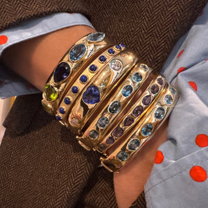 Tanzanite & Diamond Heart Statement Bangle Bracelet