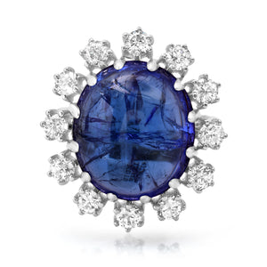 Tanzanite & Diamond Cabochon Cocktail Statement Ring