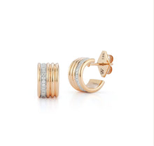 Thoby Gold & Diamond 5 Row Tubular Huggie Earrings