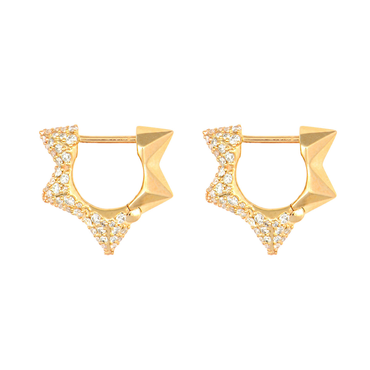 Small or Large MBAB X Three Stories Exclusive Large Pave Diamond Star Hoop Earring
