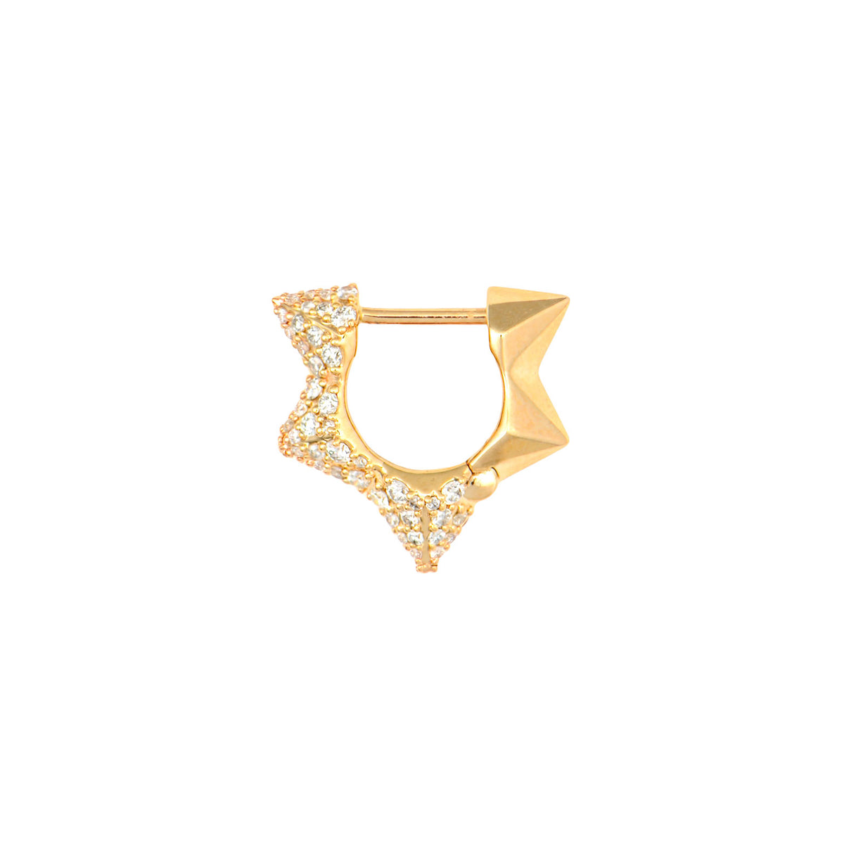 Small or Large MBAB X Three Stories Exclusive Large Pave Diamond Star Hoop Earring