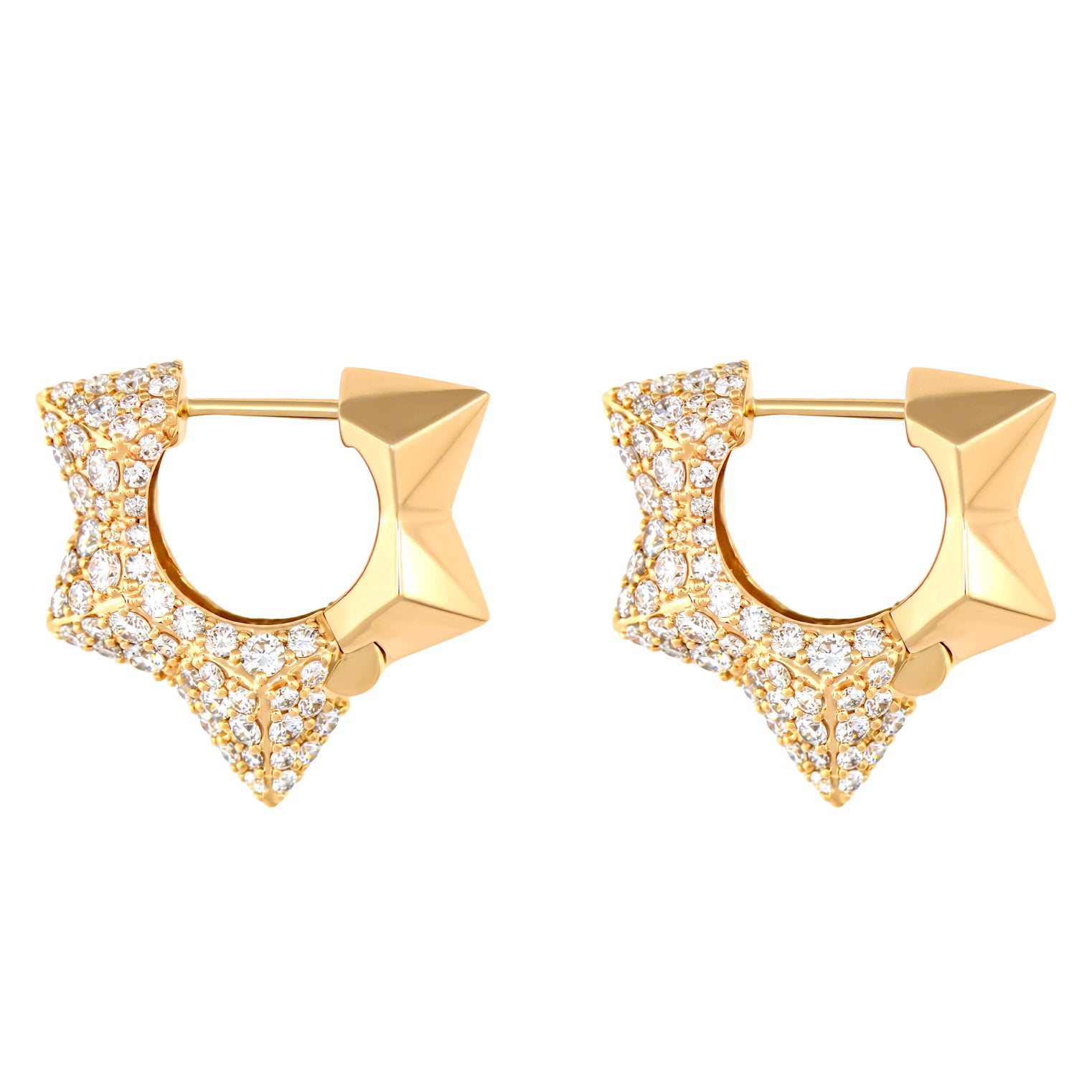 Small or Large MBAB X Three Stories Exclusive Large Pave Diamond Star Hoop Earring
