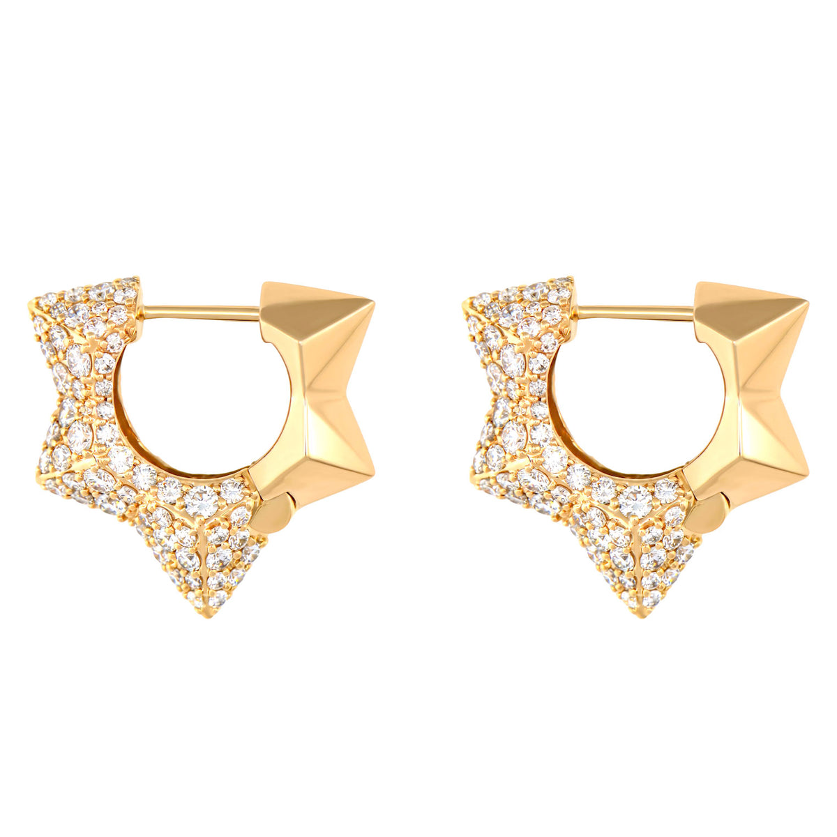 Small or Large MBAB X Three Stories Exclusive Large Pave Diamond Star Hoop Earring