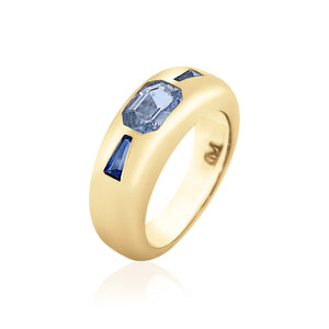 Three Stone Blue Sapphire Classic Ring