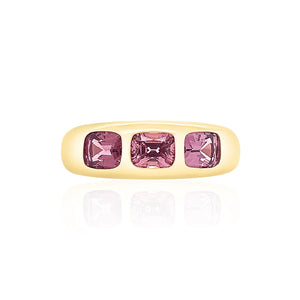 Three Stone Cushion Cut Spinel Ring