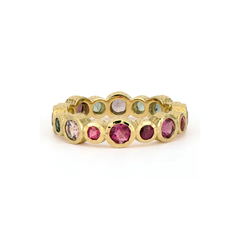 Timeless Bezel Set Mixed Tourmaline Eternity Band Ring