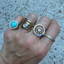 Turquoise or Amazonite Heart Satin Finish Signet Ring