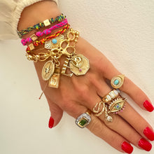 Turquoise & Diamond Fluted Evil Eye Bracelet