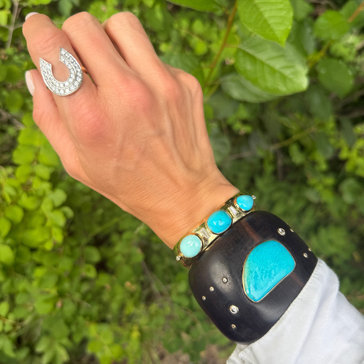 Turquoise & Diamond Multi-Shape Gemmy Cuff Bangle