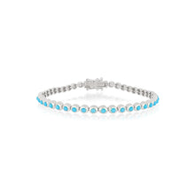 Turquoise & Diamond Pillow Bezel Set Eternity Bracelet