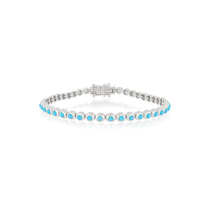 Turquoise & Diamond Pillow Bezel Set Eternity Bracelet