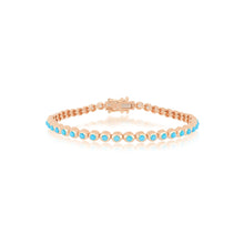 Turquoise & Diamond Pillow Bezel Set Eternity Bracelet