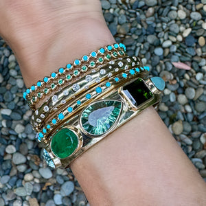 Turquoise & Diamond Pillow Bezel Set Eternity Bracelet