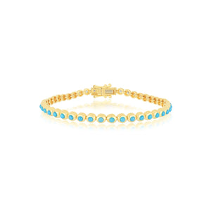 Turquoise & Diamond Pillow Bezel Set Eternity Bracelet