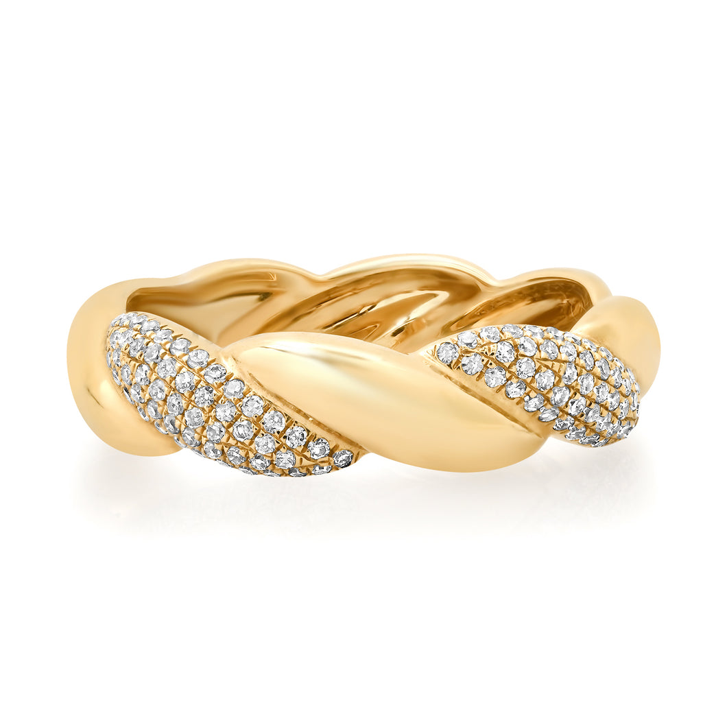 Twisted Gold & Pave Diamond Stacking Ring – Milestones by Ashleigh Bergman