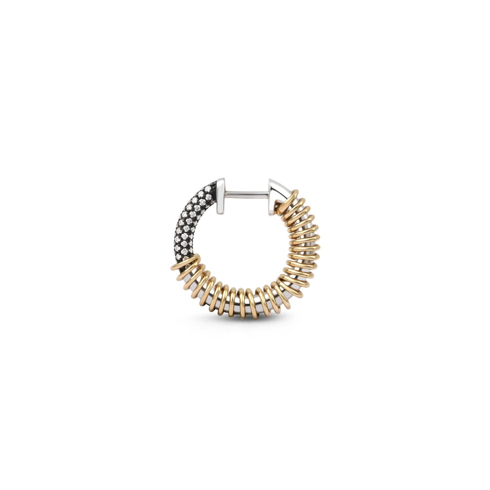 Two-Tone Pave Diamond Nano Versus Hoop Earring