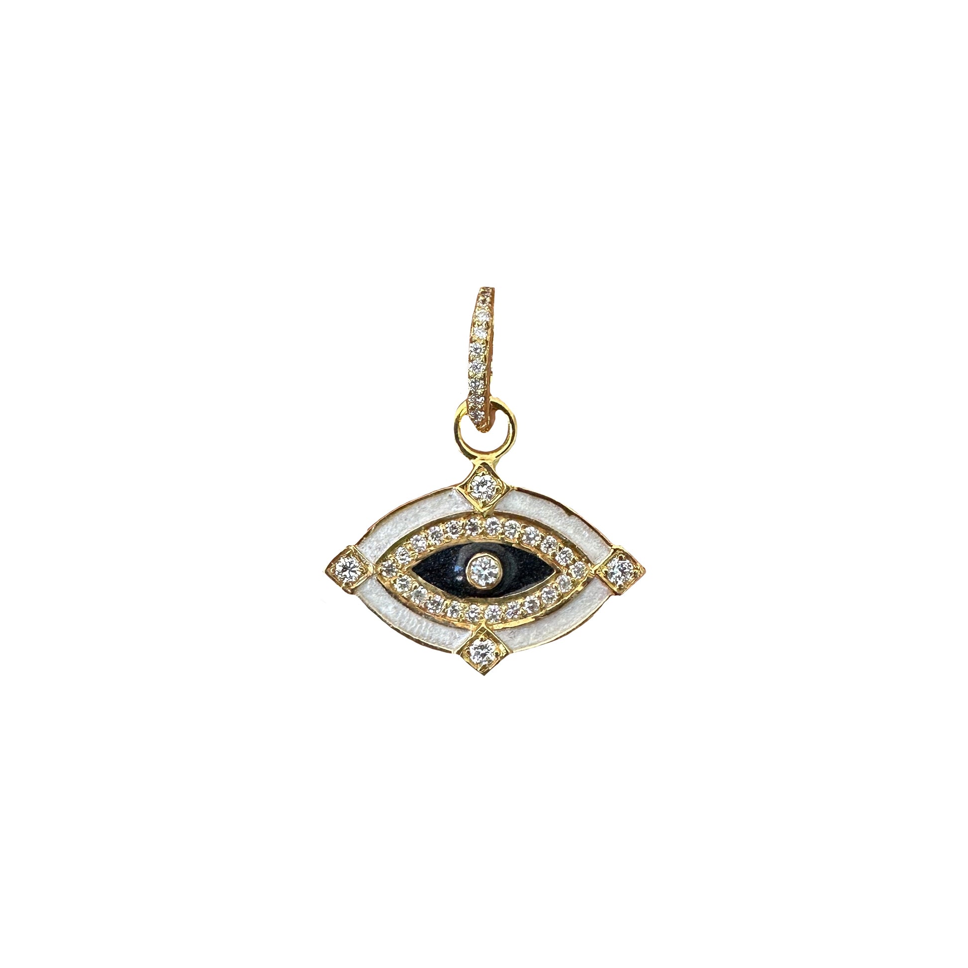 Diamond & Enamel Evil Eye Charm Pendant