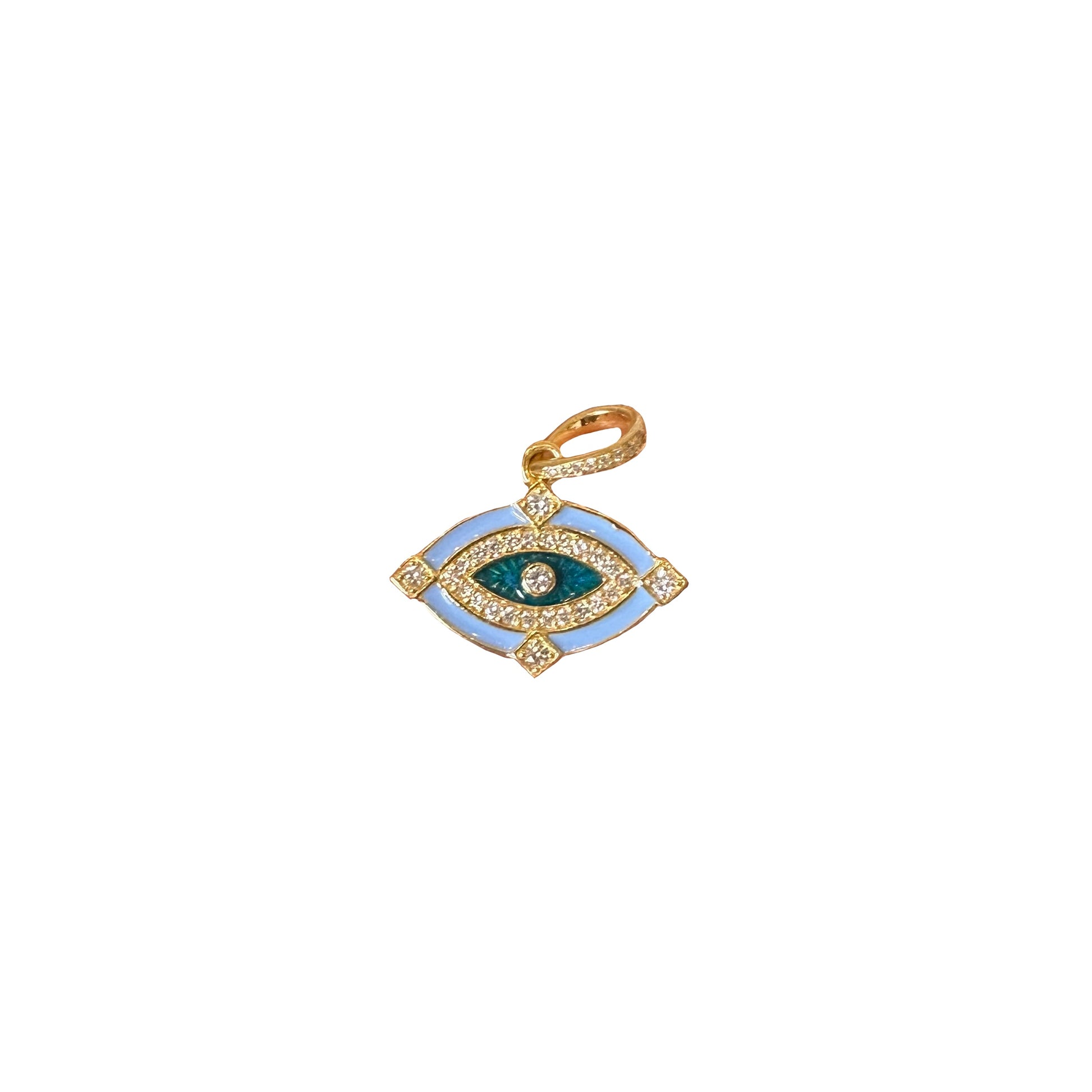 Diamond & Enamel Evil Eye Charm Pendant