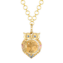 Moonstone & Sapphire Double Sided Wise Owl Locket Pendant