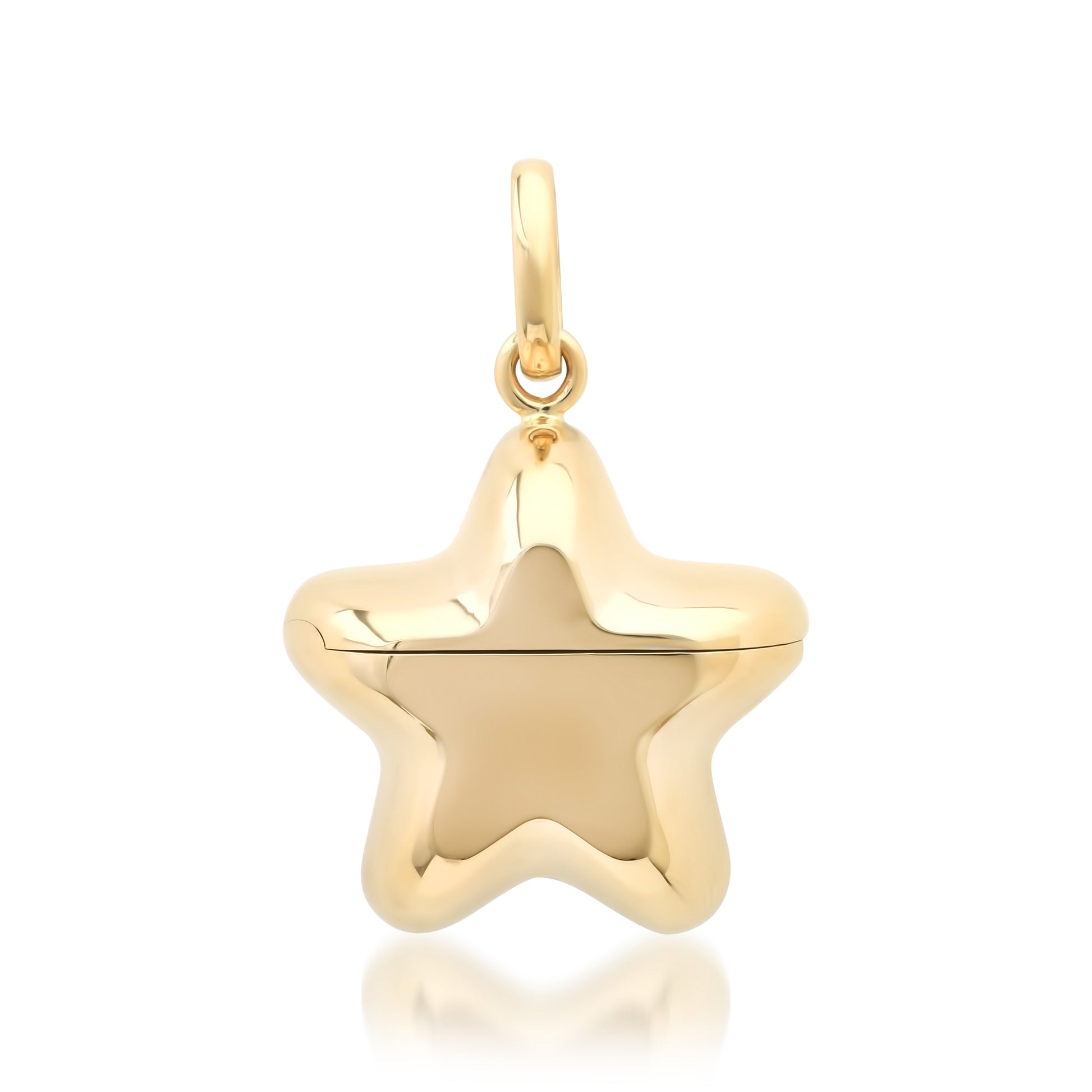 Large Puffy Gold Star Locket Charm