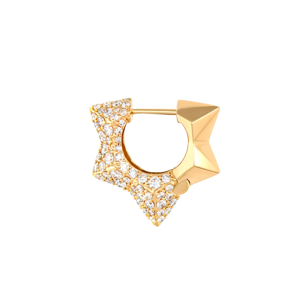 Small or Large MBAB X Three Stories Exclusive Large Pave Diamond Star Hoop Earring