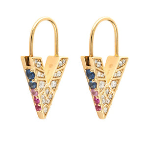 Unlock Love Sapphire V Hoop Earring