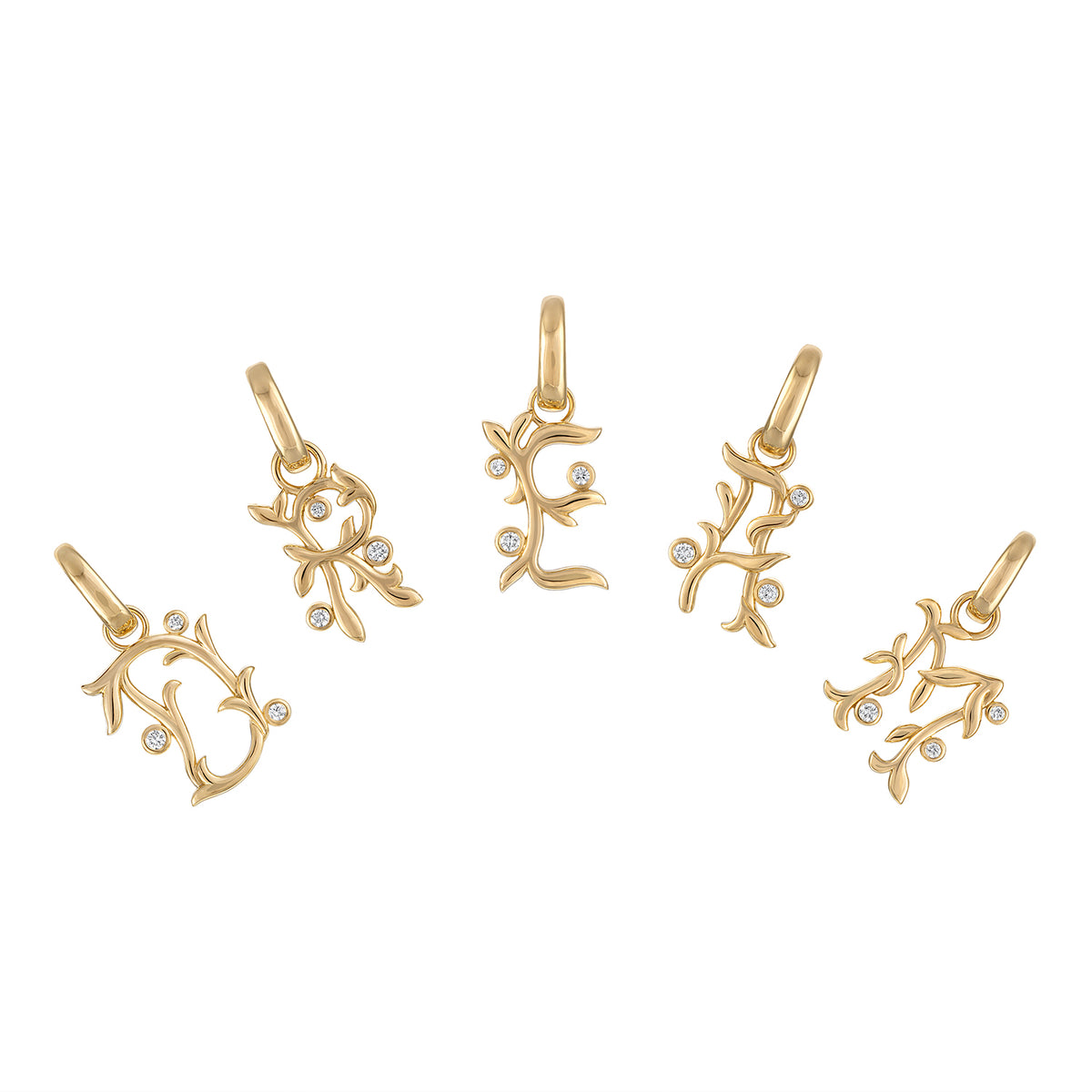 Vine Diamond Initial Charm