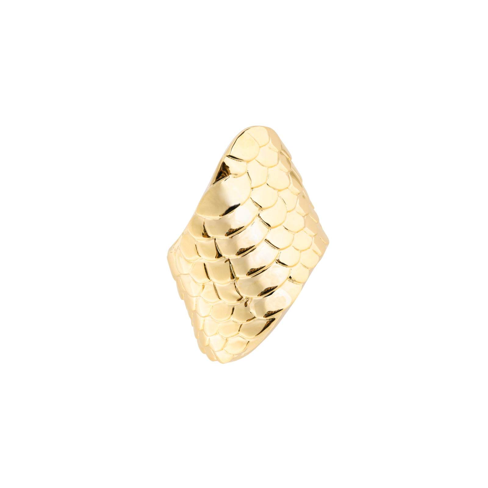 Wavy Wide Gloss Gold Crocodile Ring