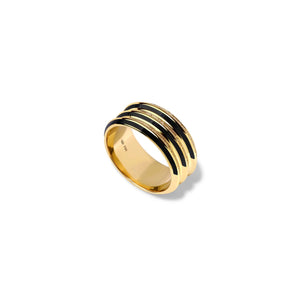 White or Black Enamel Diamond Borsh Triplet Bone Ring