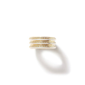 White or Black Enamel Diamond Borsh Triplet Bone Ring
